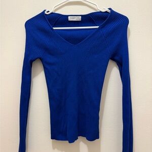 Primark Royal Blue Ribbed Long Sleeve Top